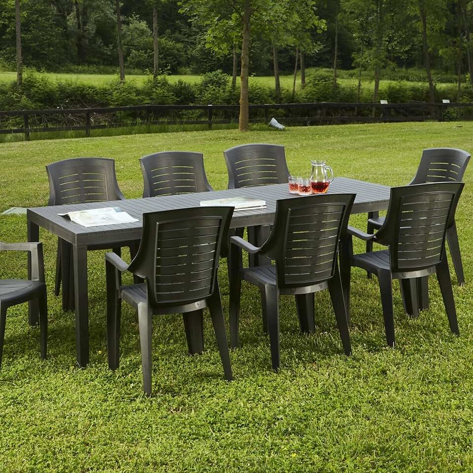 etezen - Susa série - 150x90x72 cm - table extensible de jardin anthracite