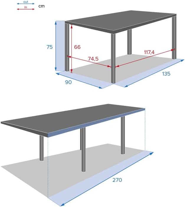 etezen - Piazza extensible - 185/245x100 cm - aluminium verre trempé 10 places