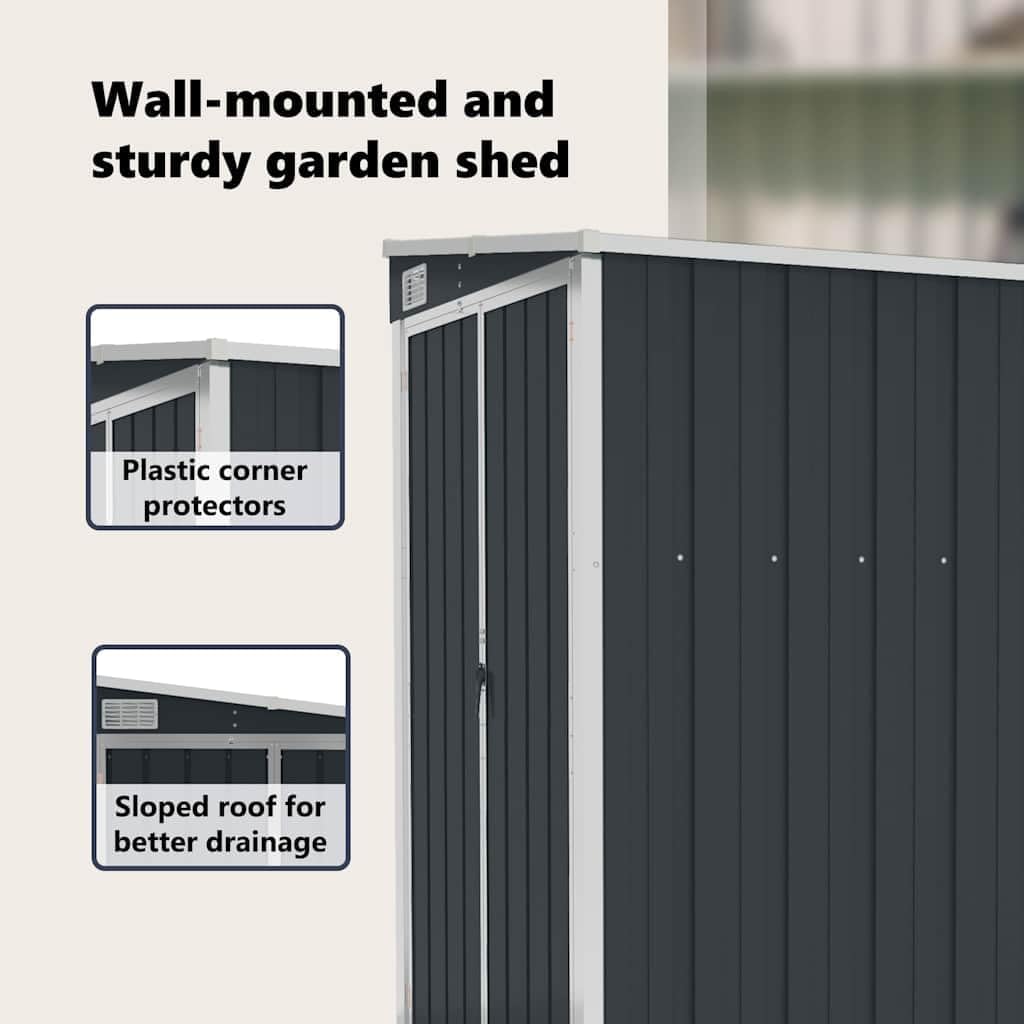 etezen Remise de Jardin Murale Anthracite 118x100x178 cm Acier,Structures extérieures, Cabanes & abris de Jardin,316219