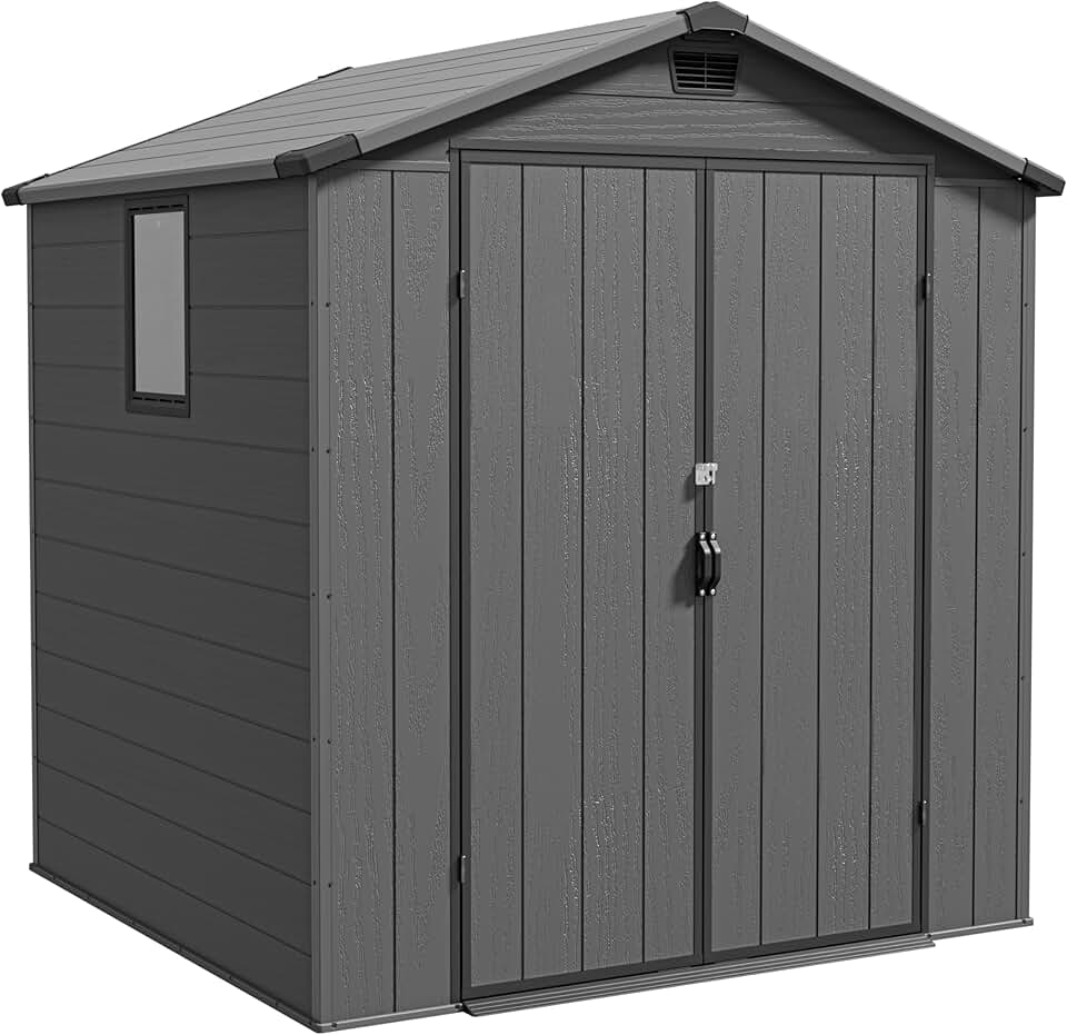 etezen - abri de jardin plastique 1,8x1,8m, porte verrouillable, résistant intempéries