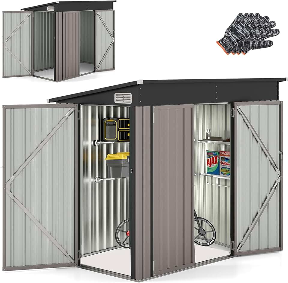 etezen - abri de jardin métal - 235x117x185cm, portes verrouillables, fenêtres, 5m³