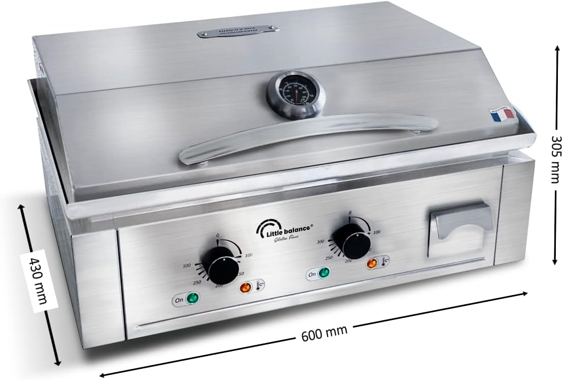 etezen - Aquitaine Pro Plus - plancha inox 2 zones, couvercle, 3500W - 8473