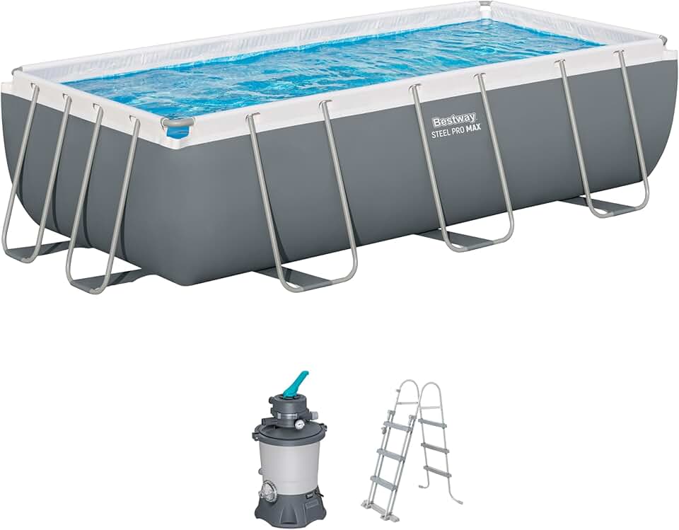 etezen Steel Pro Max Kit Piscine Hors Sol - 404 cm x 201 cm x 100 cm - Gris