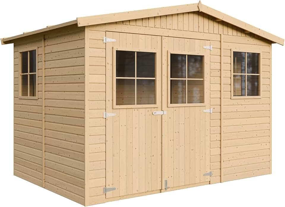 etezen - abri de jardin bois 6 m², fenêtres, H226x324x216 cm - M334