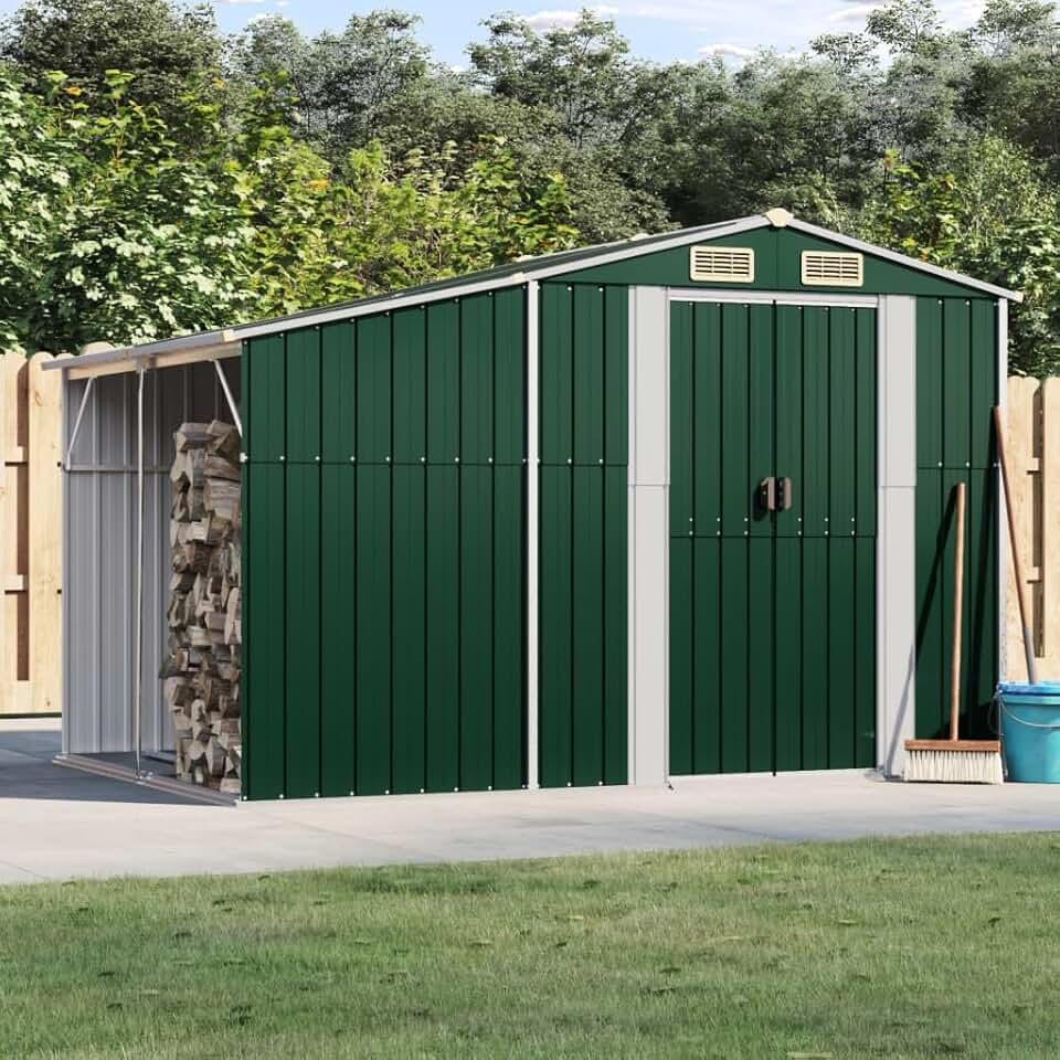 etezen Abri de Jardin Vert 277x192,5x179 cm Acier galvanisé,Abris De Jardin,Abri De Stockage pour Jardin,Abri D'Outils De Jardin