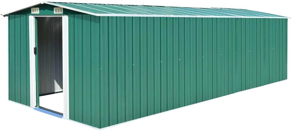 etezen Abri de jardin extérieur en métal vert 257 x 580 x 181 cm