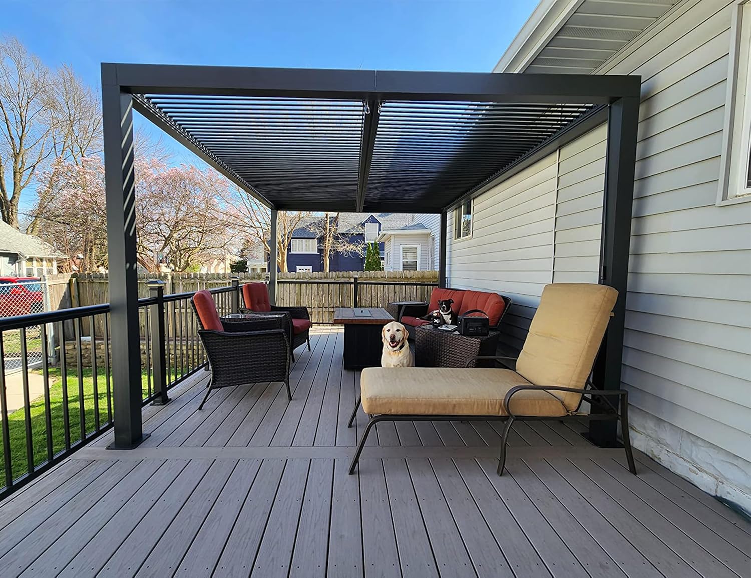 etezen Pergola Bioclimatique 4,24 x 3 m Pergola Aluminium Lames Orientables Superficie 12,72 m² Tonnelle de Jardin Exterieur Belvédères pour Patio Terrasse Exterieur, Gris
