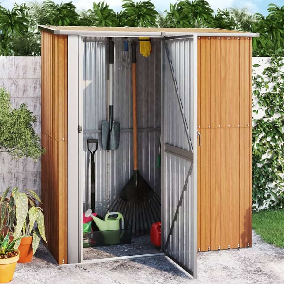 etezen - abri de jardin extérieur acier galvanisé marron 180,5x97x209,5 cm