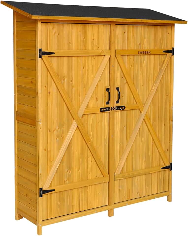 etezen - Abri de jardin bois, 4 espaces, 140x50x162cm