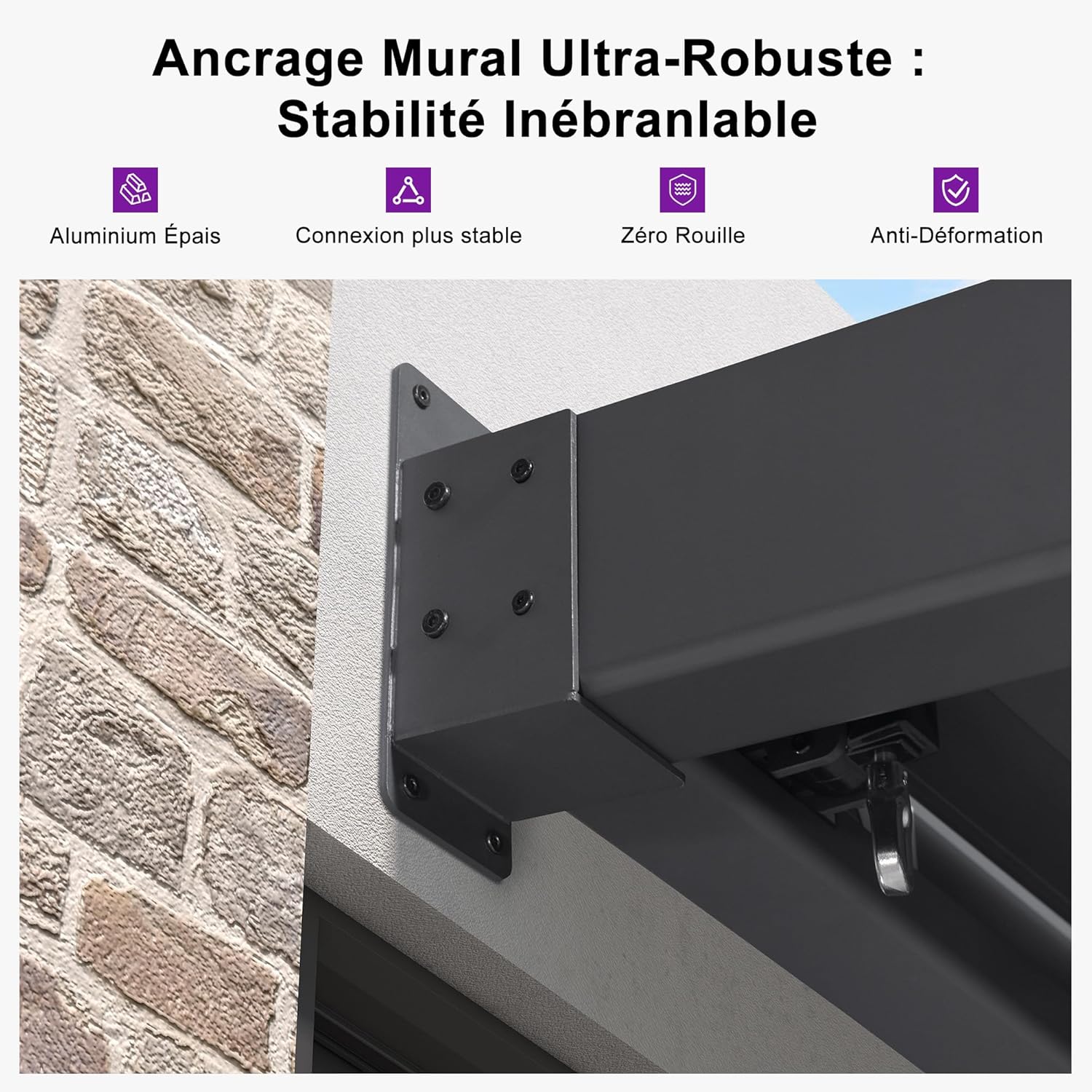 etezen - Pergola bioclimatique adossée - 2,5x3 m - aluminium, lames orientables, résistante intempéries