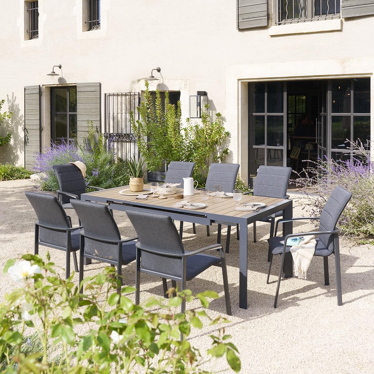 etezen - Evasion Extensible 8 places - aluminium antirouille - effet bois
