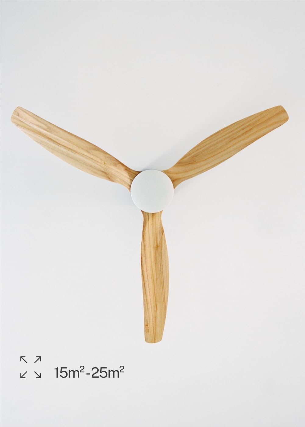CREATE - Windcalm M - Ø132cm - Ventilateur plafond LED, télécommande, 6 vitesses, été-hiver, blanc bois clair - WINDCALM