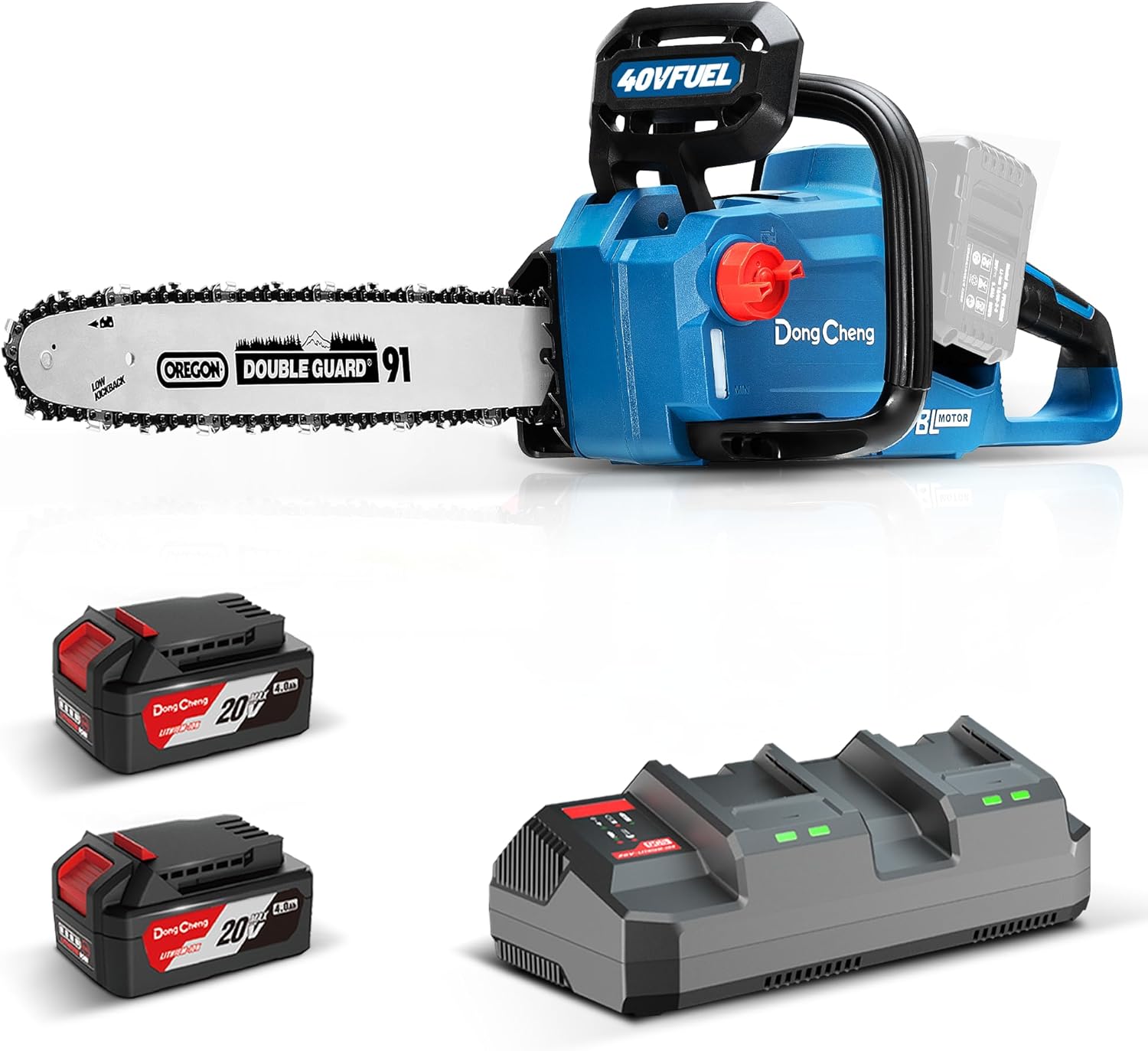 etezen - Tronçonneuse sans fil 40V - 38 cm - Moteur brushless, 2 batteries 4 Ah
