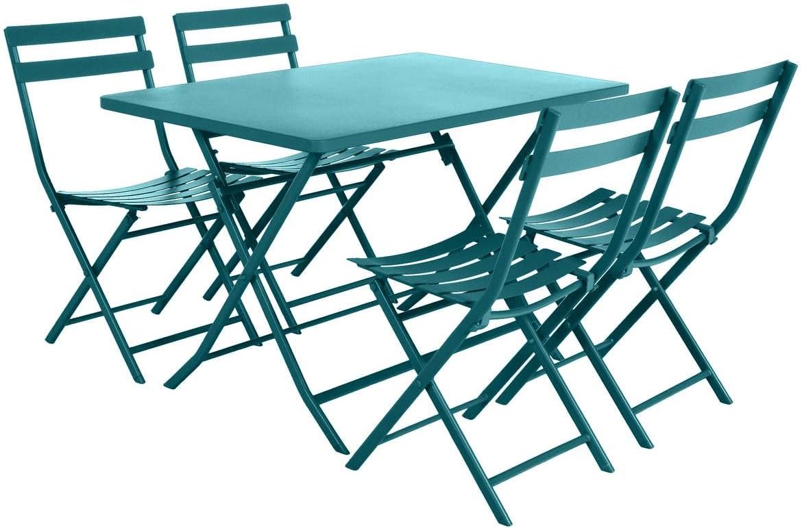etezen - Greensboro - 120x70cm - table pliante 4 places acier bleu