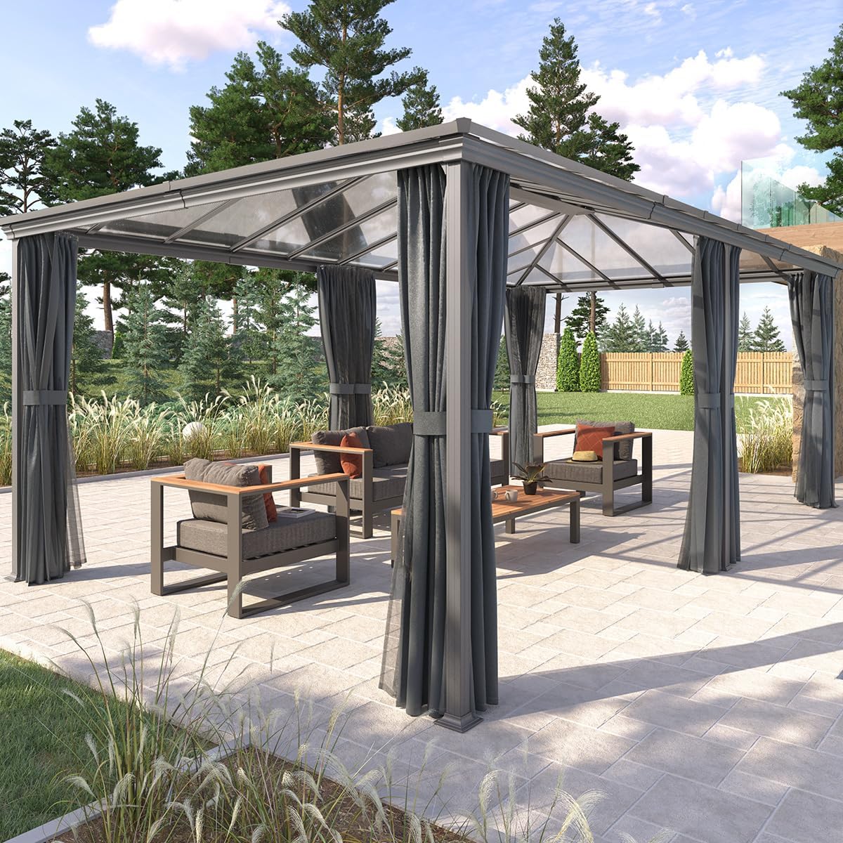 etezen - Pergola Belize - 3,6x6m - Aluminium et polycarbonate