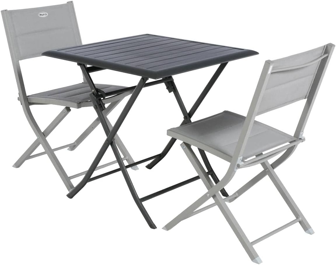 etezen - Azua - table pliante 2 places 70x70cm aluminium gris