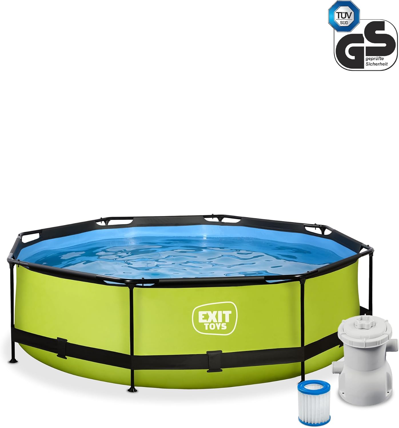 etezen - Piscine Tubulaire Lime - 300x76cm - Pompe filtrante, entrée basse, cadre stable, vert