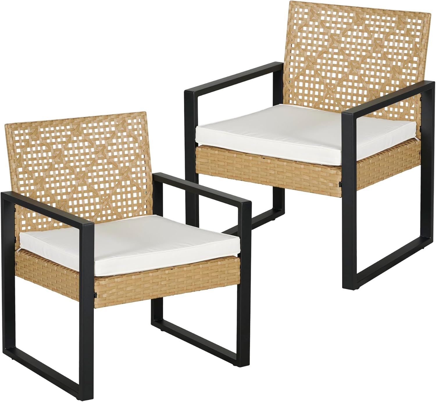 etezen - Salon de jardin 4 pièces, acier/acacia, 2 chaises + banc, beige/naturel