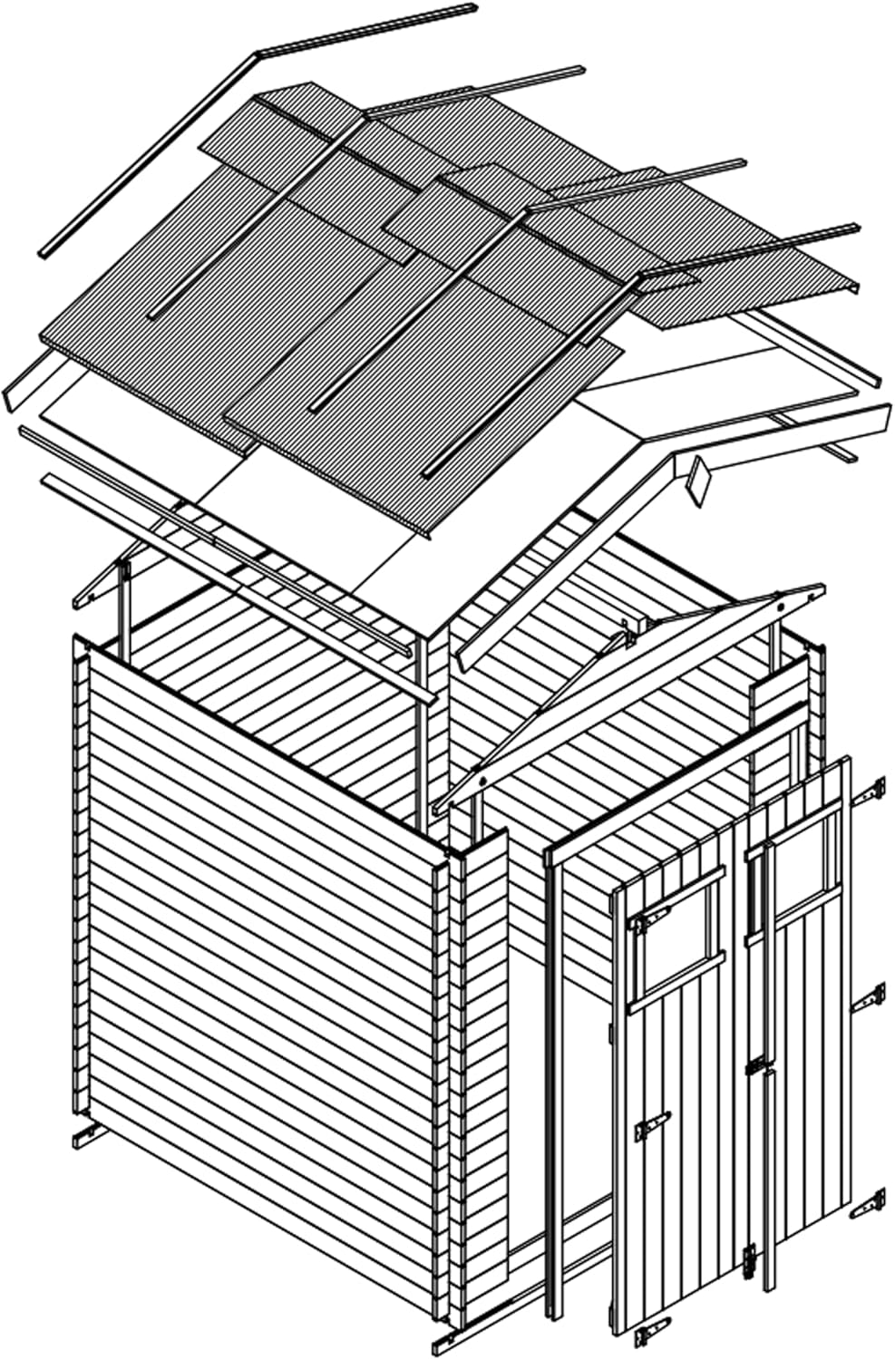 Abri de Jardin en Bois - Stockage extérieur I216xL206xH218 cm/ 3.53 m2 Petit abri à Outils, Local à vélos - etezen M343
