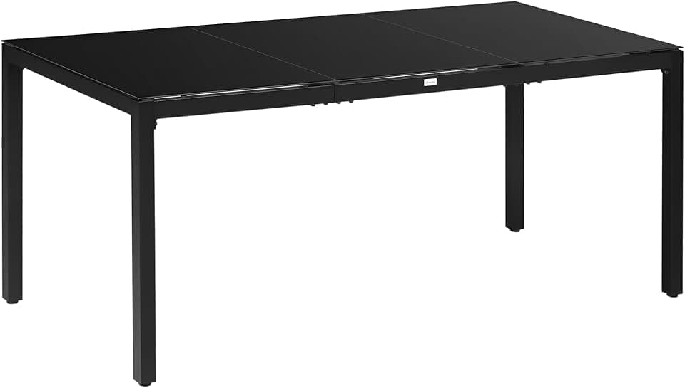 etezen - Table rectangulaire extérieur - 180x80x72cm - Aluminium et verre noir