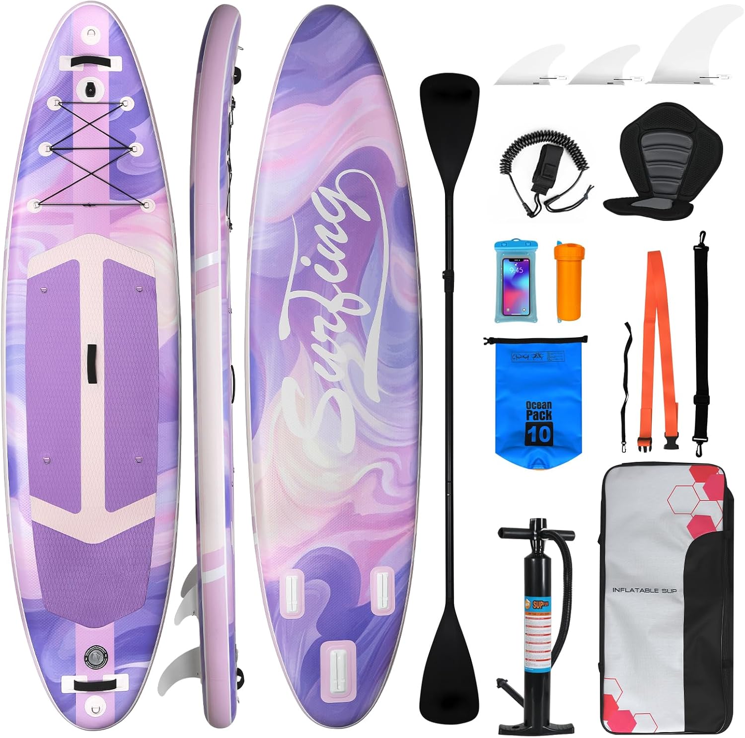 etezen - Paddle Gonflable Série Adulte - 320/335cm - 2 personnes, siège kayak, pagaie alu, support caméra, jusqu'à 15