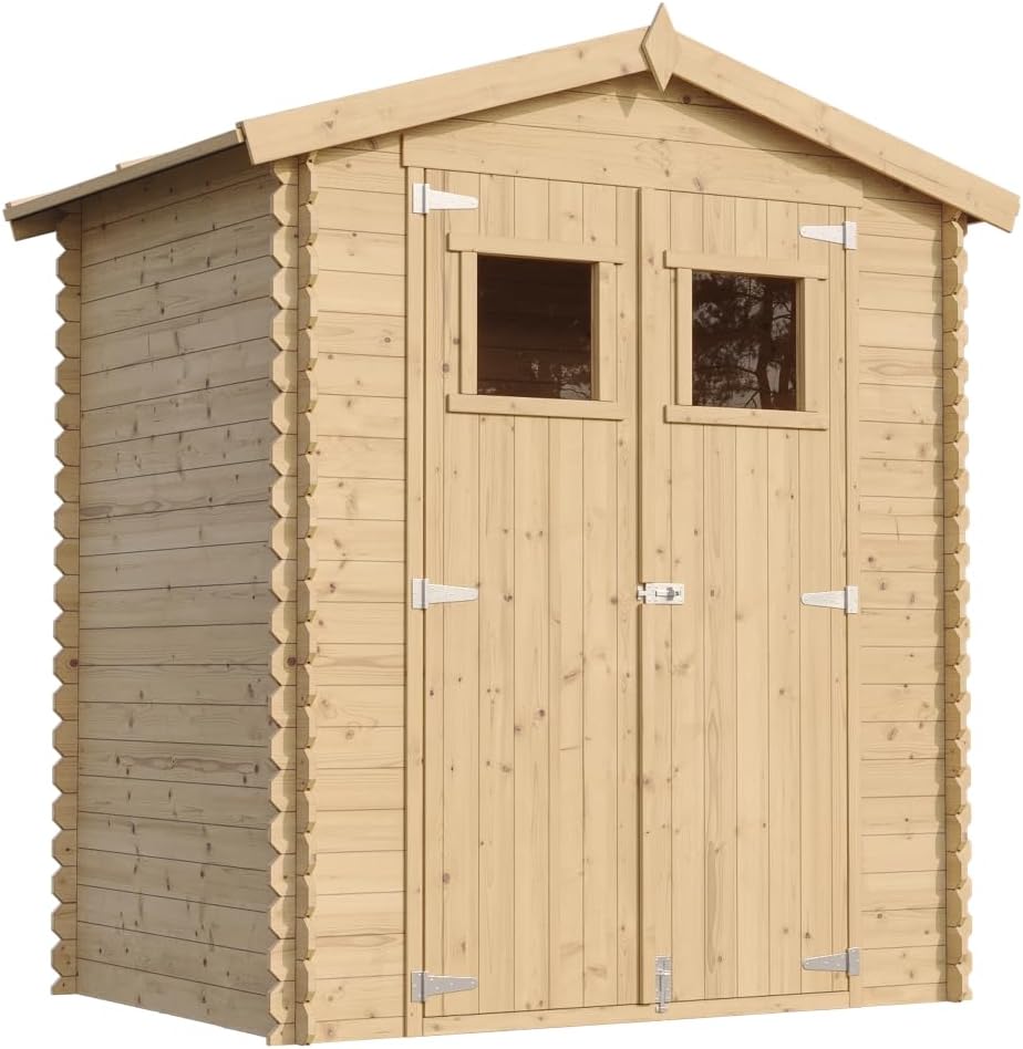 Abri de Jardin en Bois avec Sol TRAITÉ - Stockage extérieur I196xL136xH218 cm/ 1.98 m2 Petit abri à Outils, Local à vélos - Toit imperméable, fenêtres - etezen M367