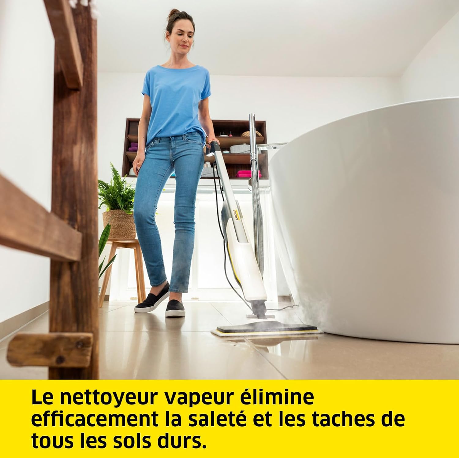 etezen Nettoyeur Vapeur SC 2 Upright, Préchauffage : 30 s, Surface : 50 m², Réservoir : 0,4 l, Puissance : 1600 W, avec Buse de Sol EasyFix, Serpillière Microfibres, Cartouche Détartrante