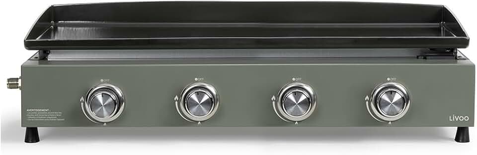 etezen - plancha gaz 4 brûleurs - 78,5 x 34,5 cm - 10 kW, butane/propane, DOC325