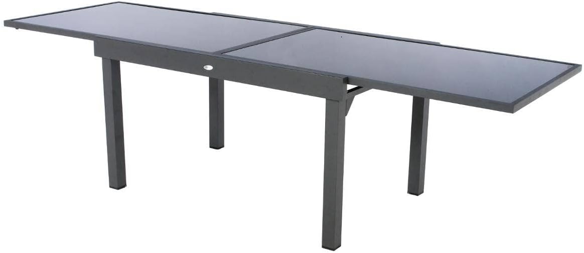 etezen - Piazza extensible - 185/245x100 cm - aluminium verre trempé 10 places