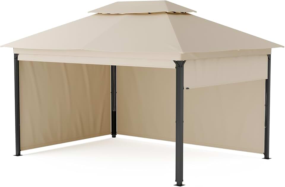 etezen - Grandezza Cortina - 3x4 m - acier, toit polyester, panneaux enroulables, beige