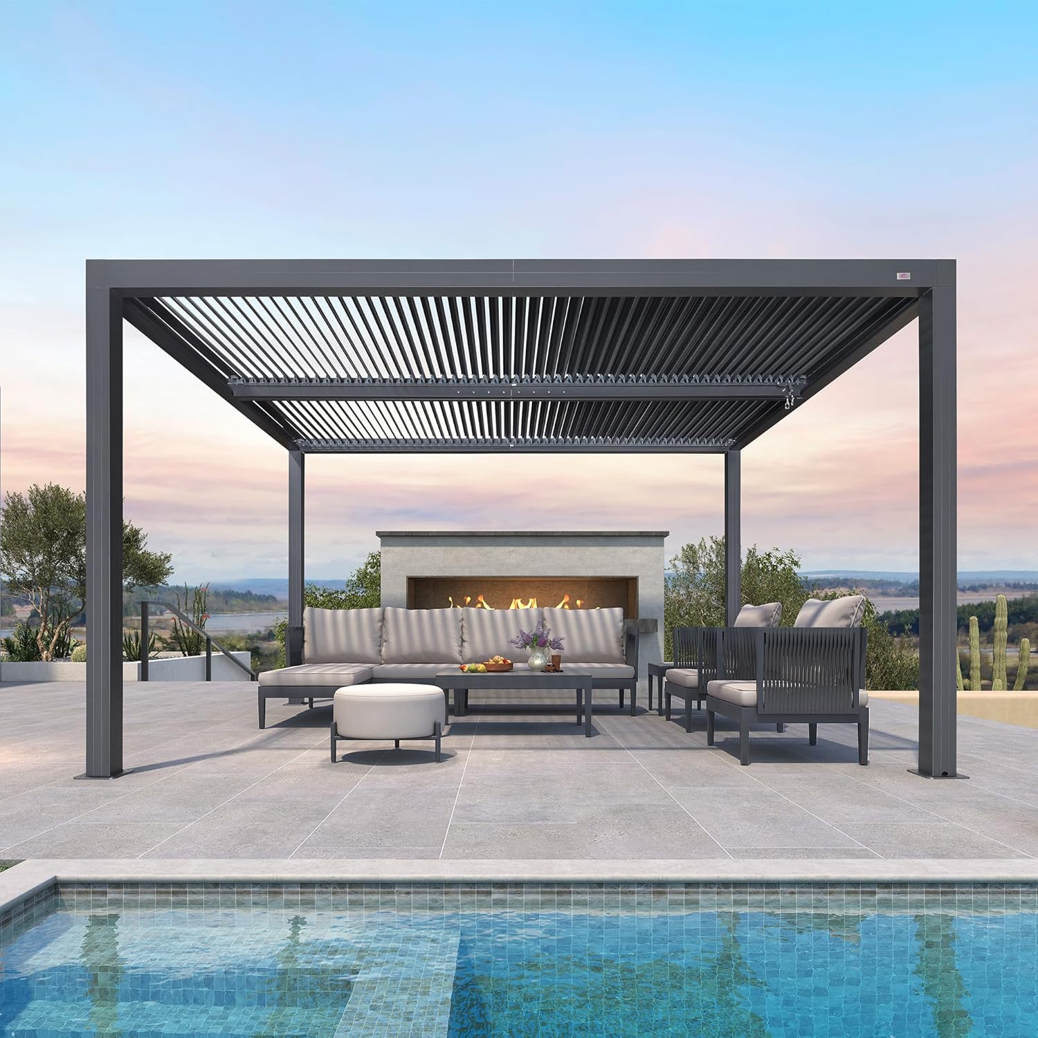 etezen - Pergola bioclimatique 4x3,3m - alu, lames orientables, 13,2m²