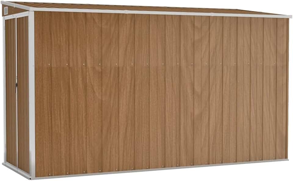 etezen Abri de Jardin Mural Abri de Rangement d'Outils Rangement d'Equipement de Jardin Extérieur Marron 118x288x178 cm Acier Galvanisé
