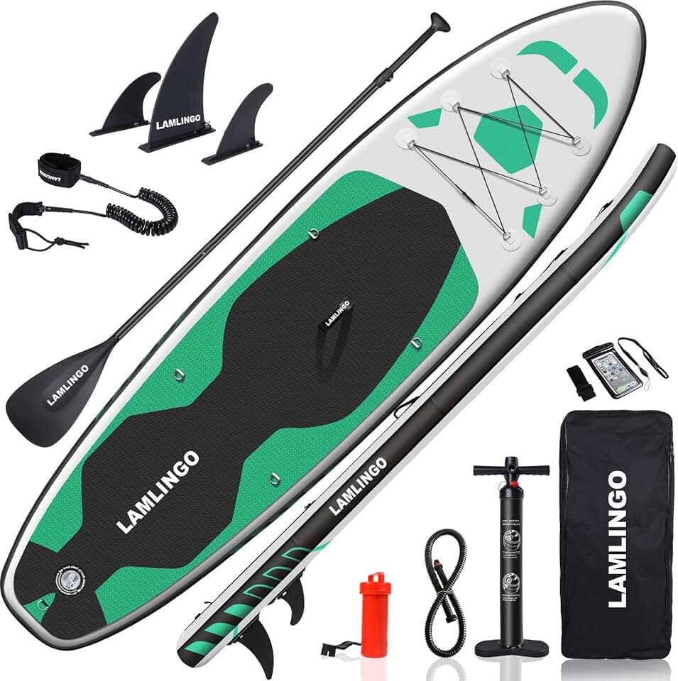 etezen Max 200 KG Stand Up Paddle Board Gonflable Adulte, Sup Planche en PVC Construction Ultra Robuste, Kit Pagaie, Pompe à Double Action, Sac à Dos Boîte réparation