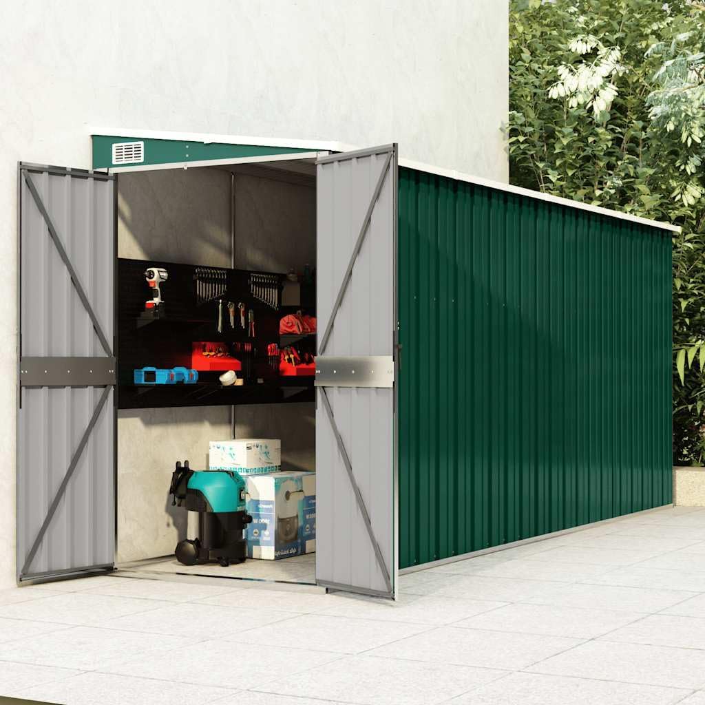 etezen Abri de Jardin Mural Vert 118x382x178 cm Acier galvanisé,Structures extérieures, Cabanes & abris de Jardin,316229