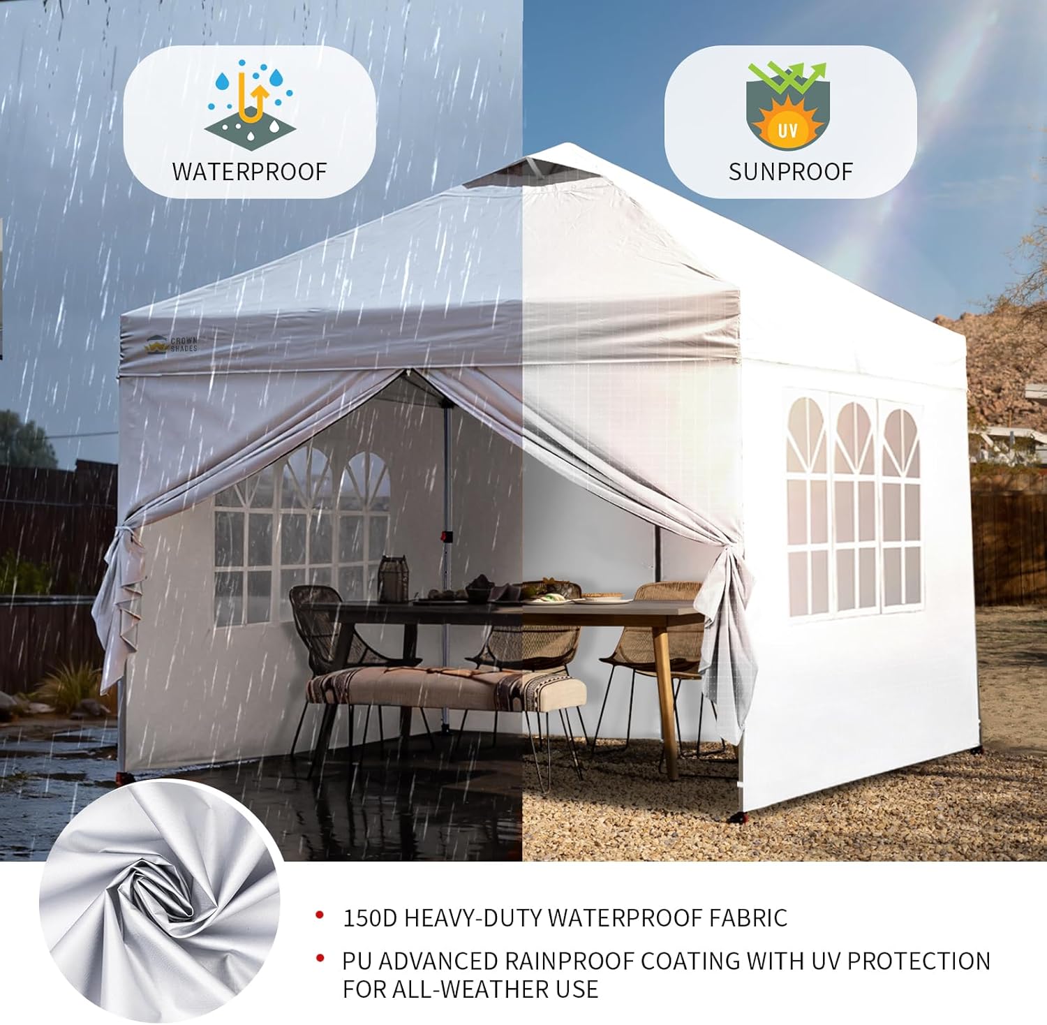 etezen - Tonnelle Pliante - 3x3m - Imperméable, UPF 50+, 4 parois, sacs, blanc