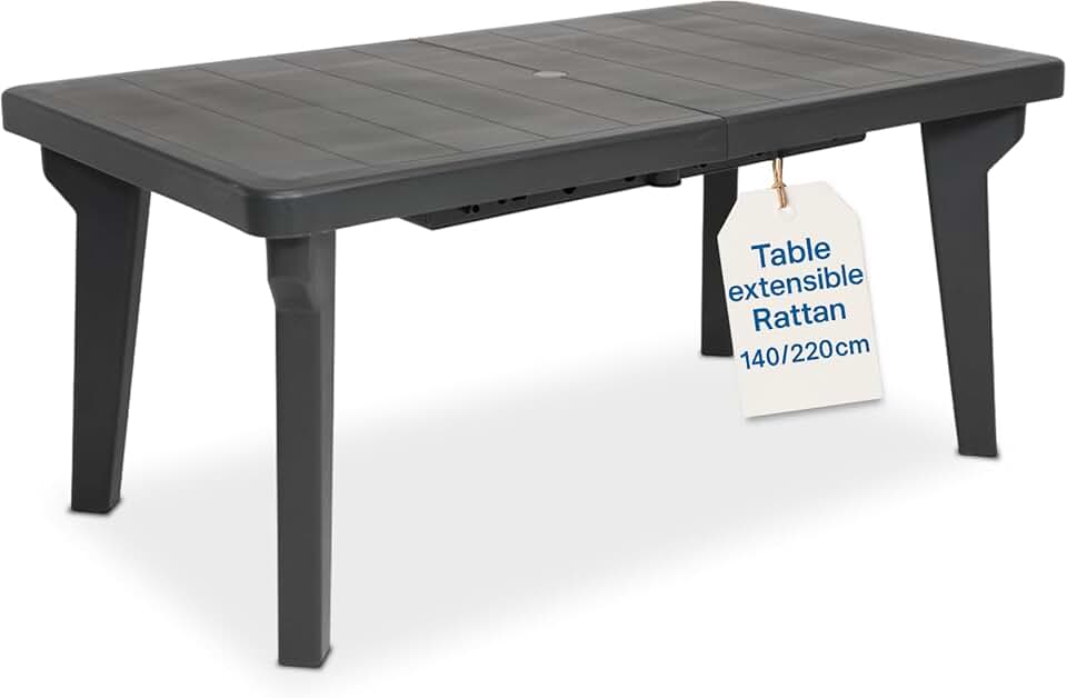 etezen - Berg extensible - 160/220x90x74 cm - pieds démontables, anthracite, NEWANTHRACITE