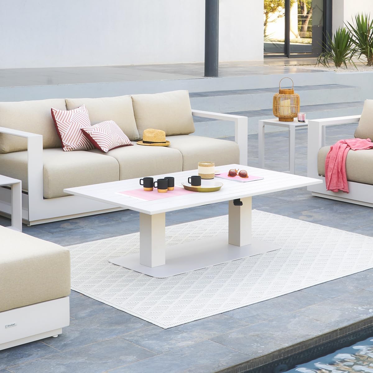 etezen - Salimia - 150x80 cm - table jardin relevable, alu, 6-8 pers