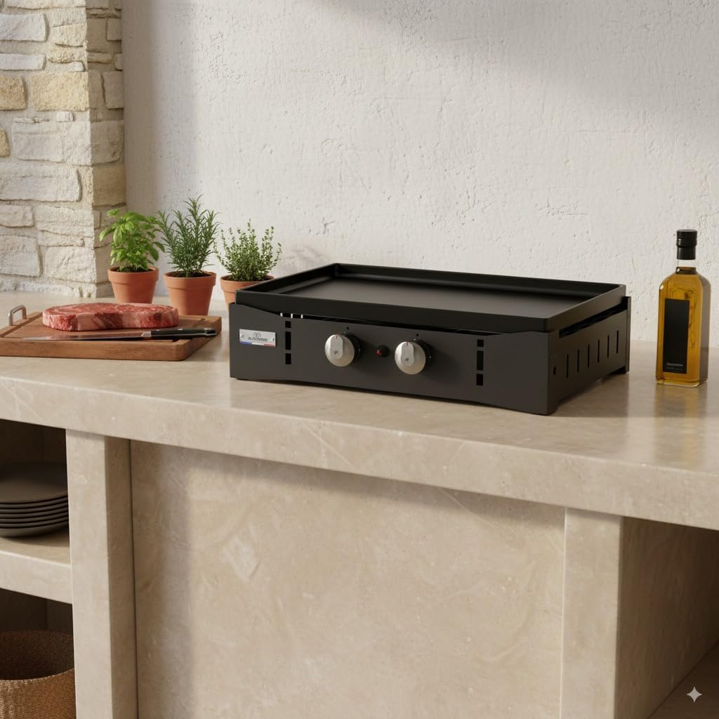 Marque - etezen Plancha Ora Gaz - 260 Noire - Plancha gaz robuste et compacte, surface de cuisson large.