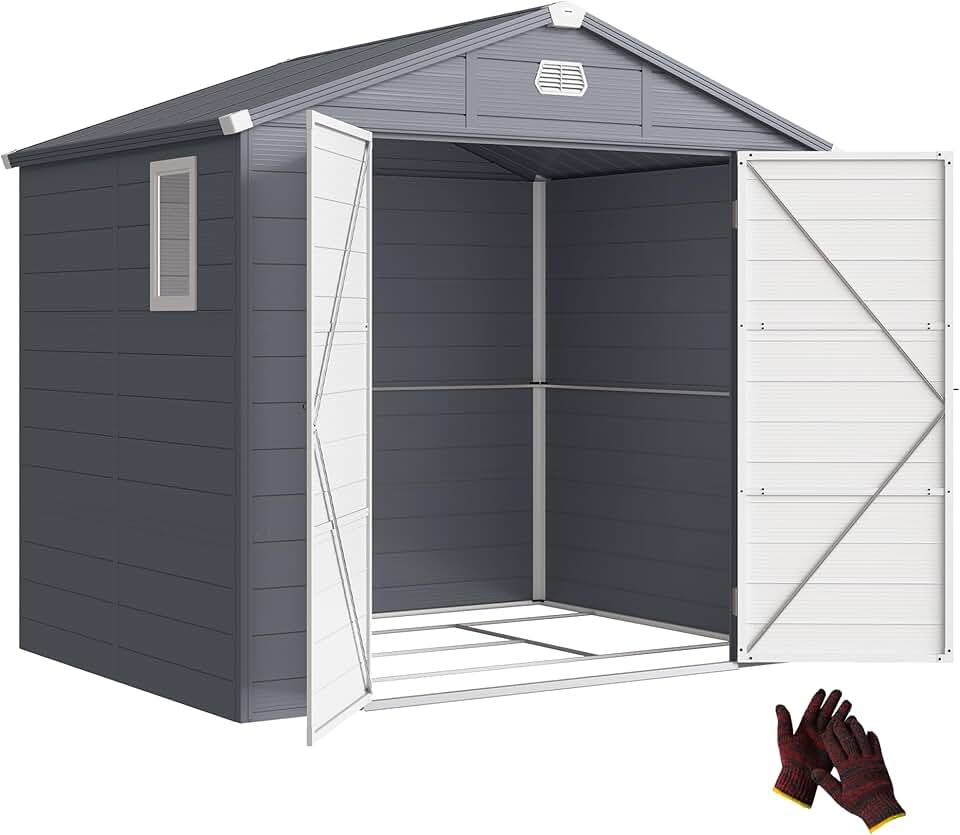 etezen - abri de jardin résine 240x190x228cm - 4,6m², fondation alu, portes loquet, 3 fenêtres