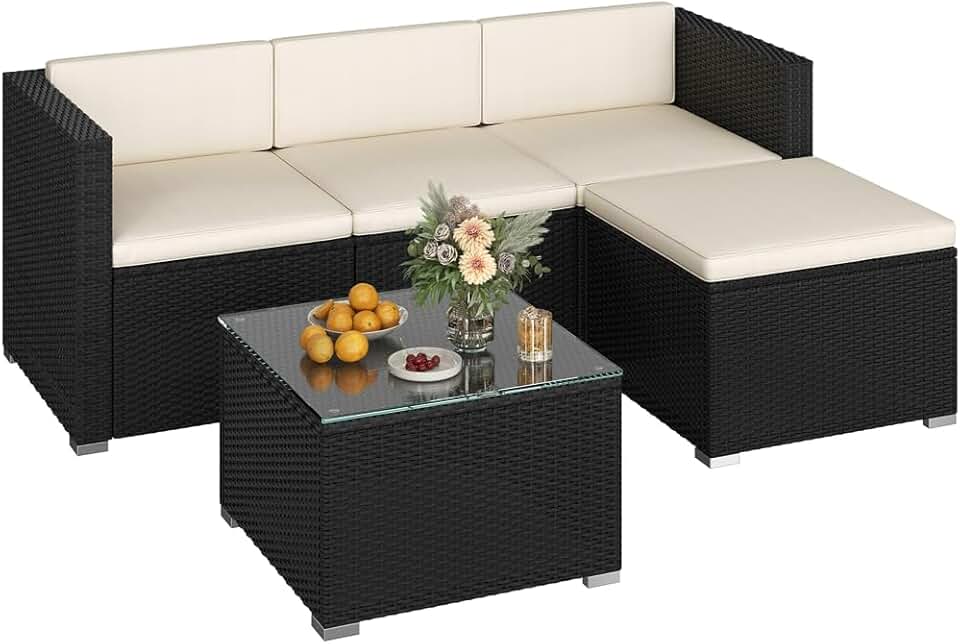 etezen - salon de jardin 4 places - polyrotin - modulable 5 pièces