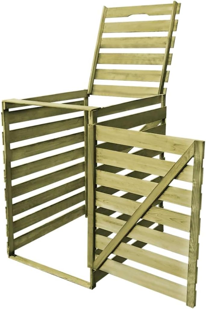 etezen Cache-Poubelle Simple Abri de Poubelle de Jardin Déchets Bois Imprégné