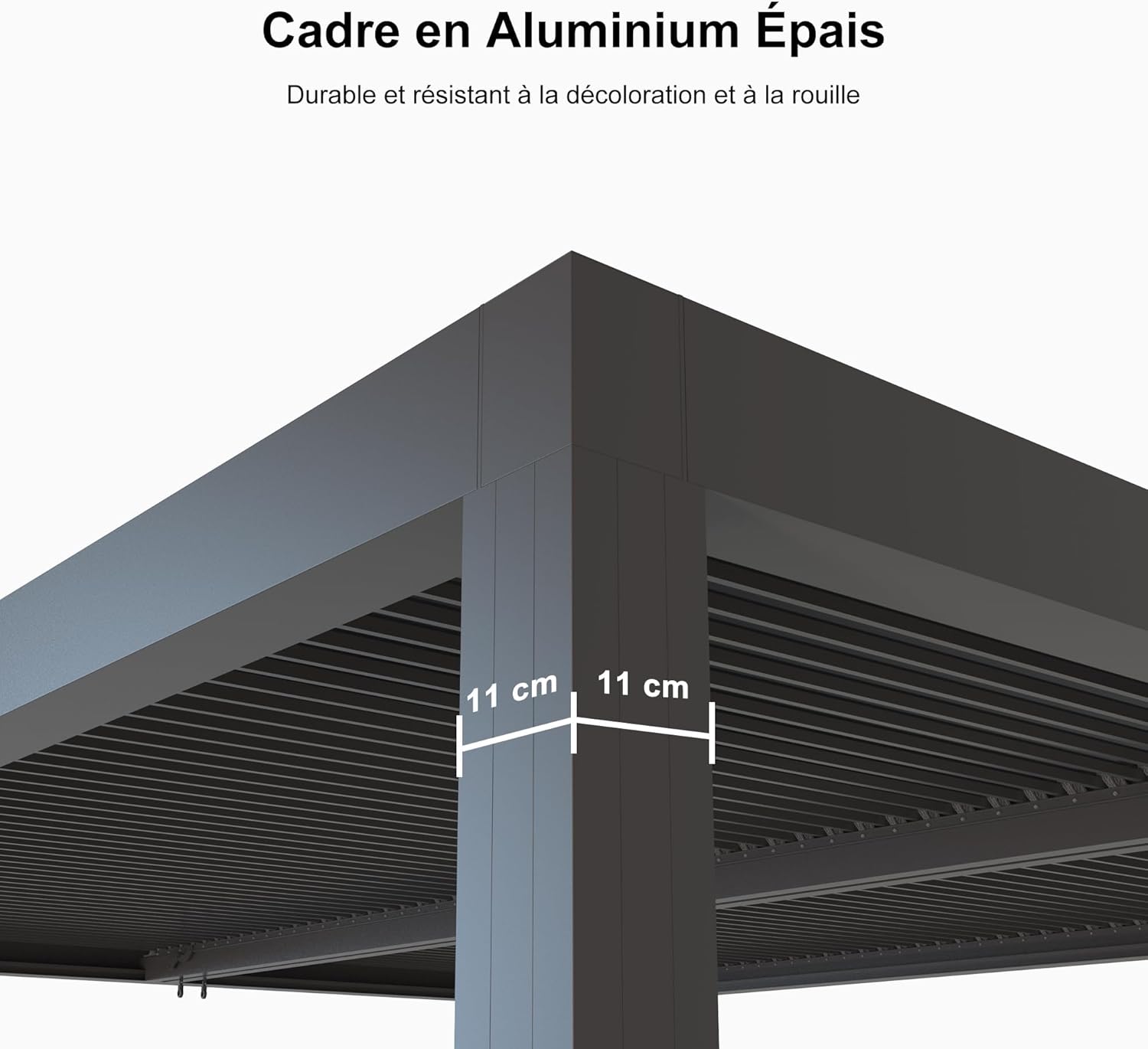 etezen - Pergola bioclimatique - 4,8x3,68m - lames orientables, éclairage, aluminium, 17,66m²