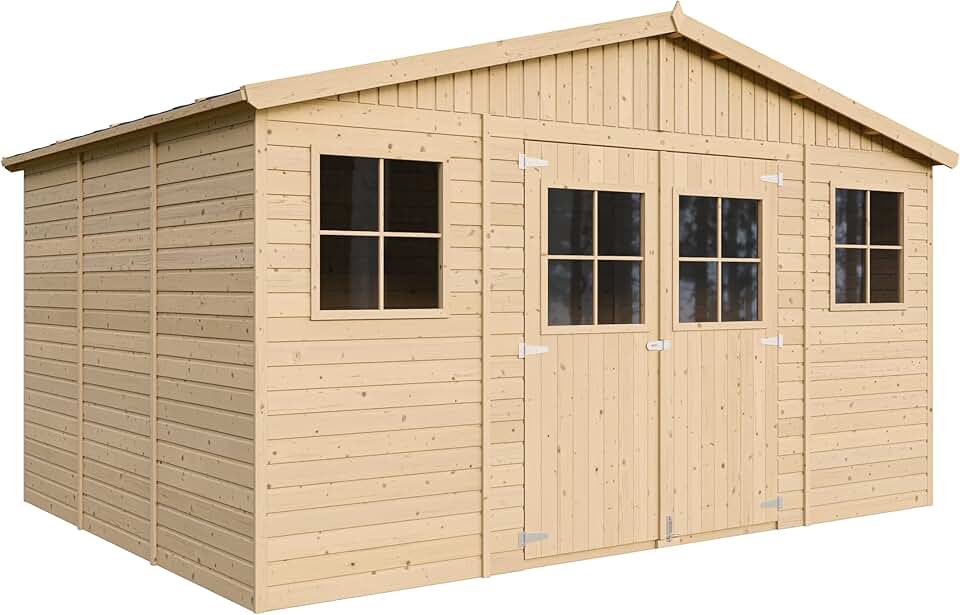 etezen - Abri de jardin bois, 12m², fenêtres, H246x418x320cm, M331