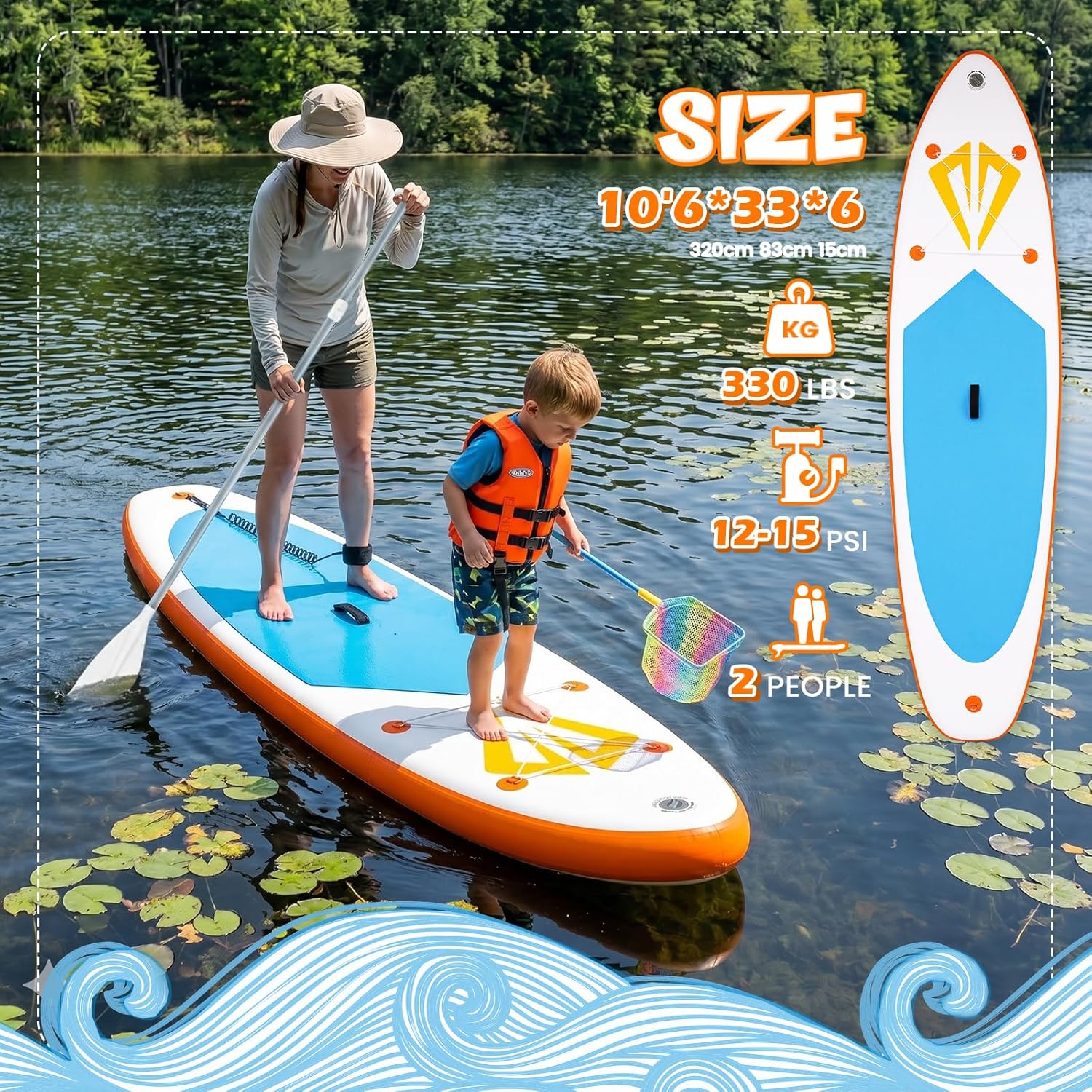 etezen - Paddle Gonflable Adulte - Stand Up - accessoires complets, stabilité, design premium