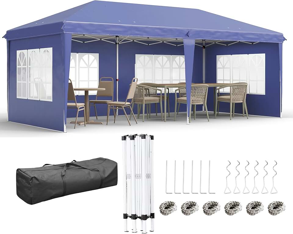 etezen – Tonnelle pop-up jardin 3x6 m, 3 côtés, sac transport