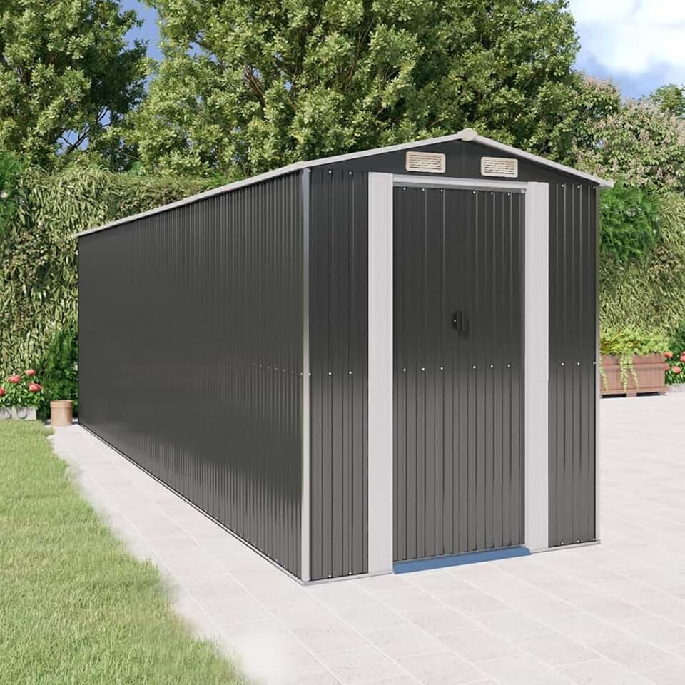 etezen Abri de jardin en métal pour extérieur, acier galvanisé, anthracite, 192 x 606 x 223 cm
