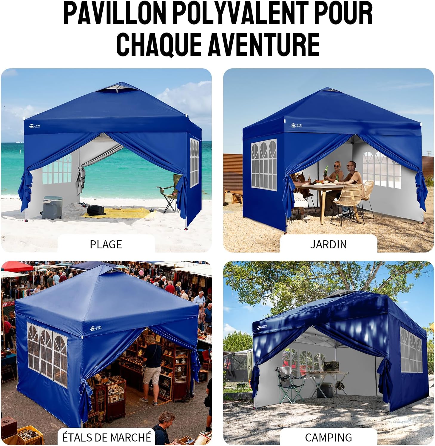 etezen - tonnelle pliante 3x3m - imperméable, UPF 50+, 4 parois amovibles