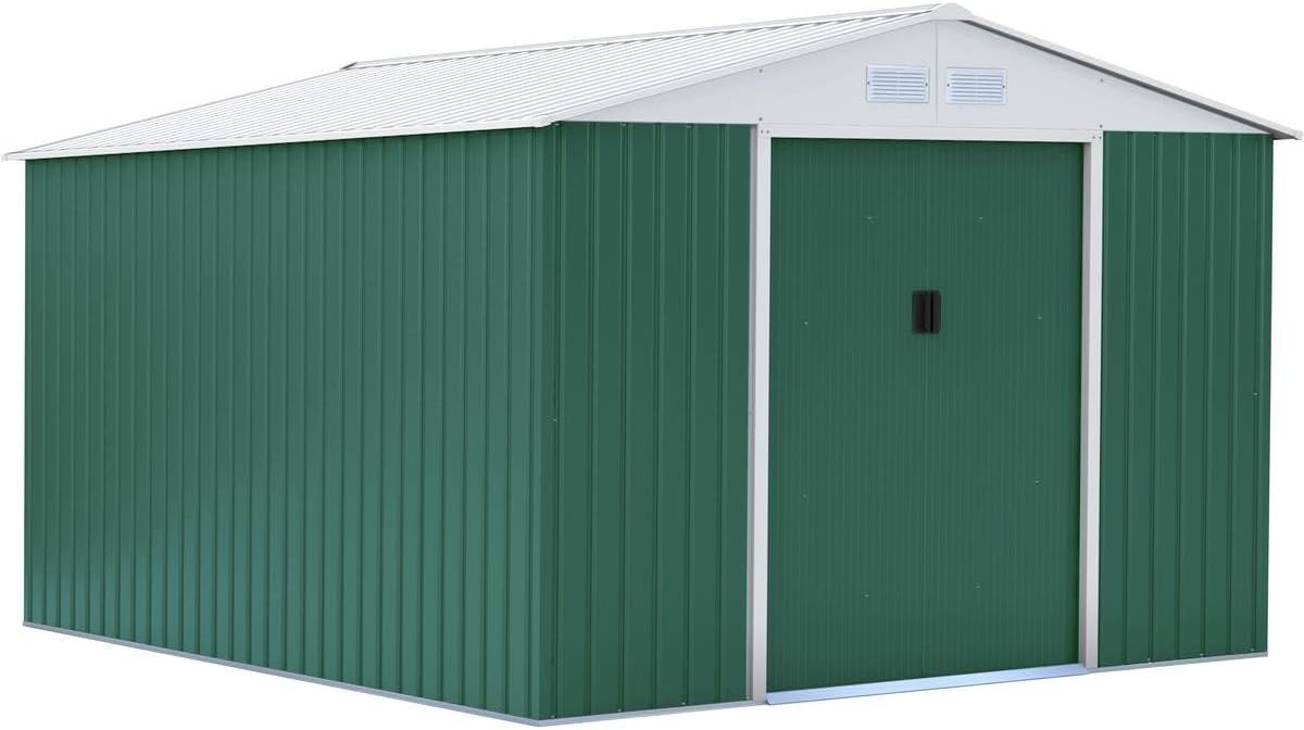 etezen Abri de Métal Rosas, 10.85m² 1299_78620 Vert/Blanc