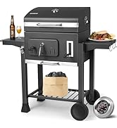 etezen Barbecue Charbon de Bois, Chariot à Barbecue XXL, Grand Grill à Charbon avec Couvercle, 2...