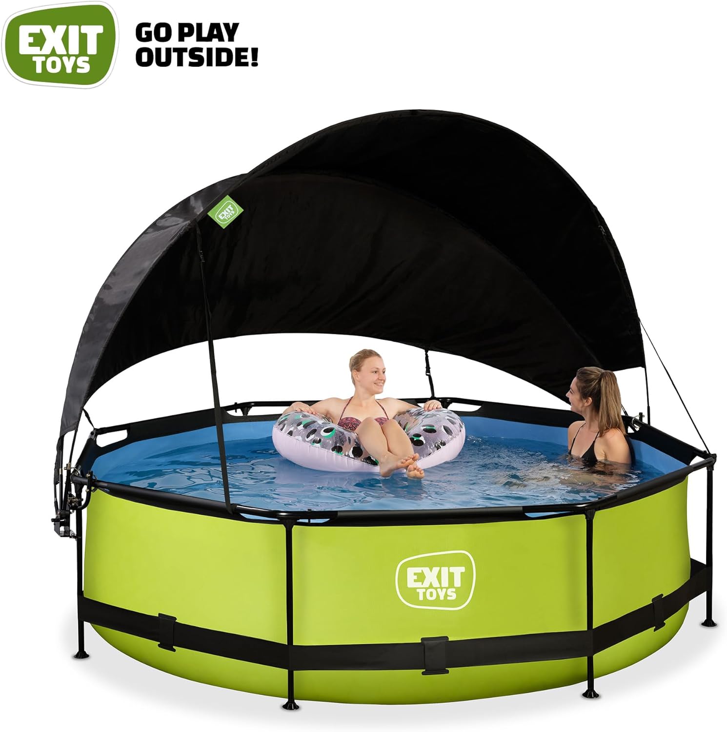 etezen Piscine Lime avec Voile d'Ombrage - ø300x76cm - Piscine Hors Sol Ronde avec Pompe Filtrante à Cartouche - Protection Optimale Contre Les Rayons UV - Entrée Basse - Design Unique - Vert